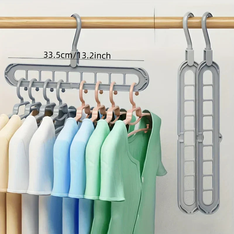 3Pcs, Plastic 9-Hole Foldable Hangers, Heavy Duty Space Saving Clothes Organizer Hangers, for Room, Closet, Wardrobe, Home & Dor