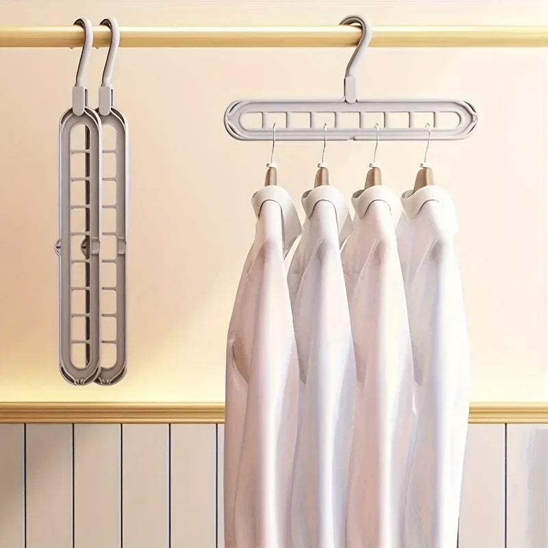 3Pcs, Plastic 9-Hole Foldable Hangers, Heavy Duty Space Saving Clothes Organizer Hangers, for Room, Closet, Wardrobe, Home & Dor